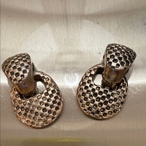 Elegant 926 Mexico Sterling Silver-Toned Textured Earrings CLIP ON